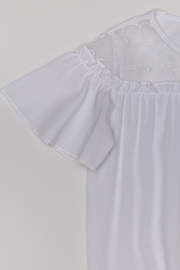 Блузка с коротким рукавом на девочку 134 цвет белый ЦБ-00159483 SKT000539003 фото