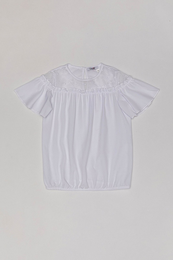Блузка с коротким рукавом на девочку 134 цвет белый ЦБ-00159483 SKT000539003 фото
