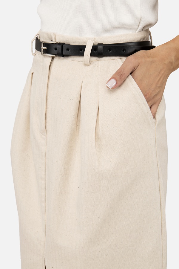 Женская юбка трапеция 42 цвет бежевый ЦБ-00250610 SKT000993784 фото