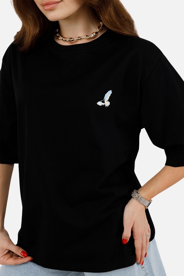 Женская патриотическая футболка с коротким рукавом 40 цвет черный ЦБ-00253316