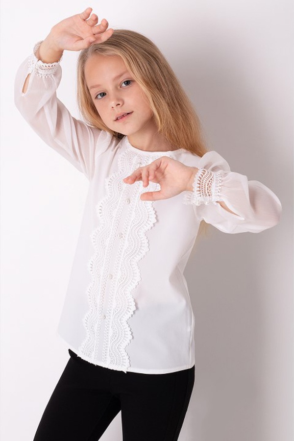 Блуза на дівчинку 134 колір білий ЦБ-00159482 SKT000538998 фото