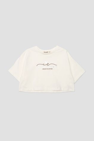 Футболка с коротким рукавом для девочки цвет молочный 152 ЦБ-00274775 фото