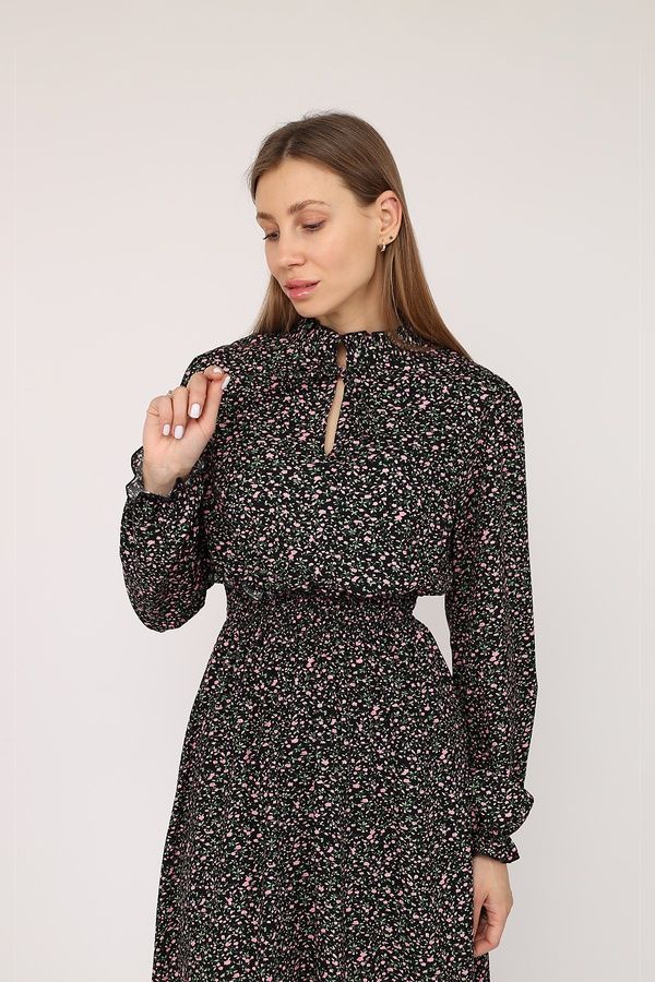 Платье собранное по талии, женское цвет черный 42 ЦБ-00271025 фото