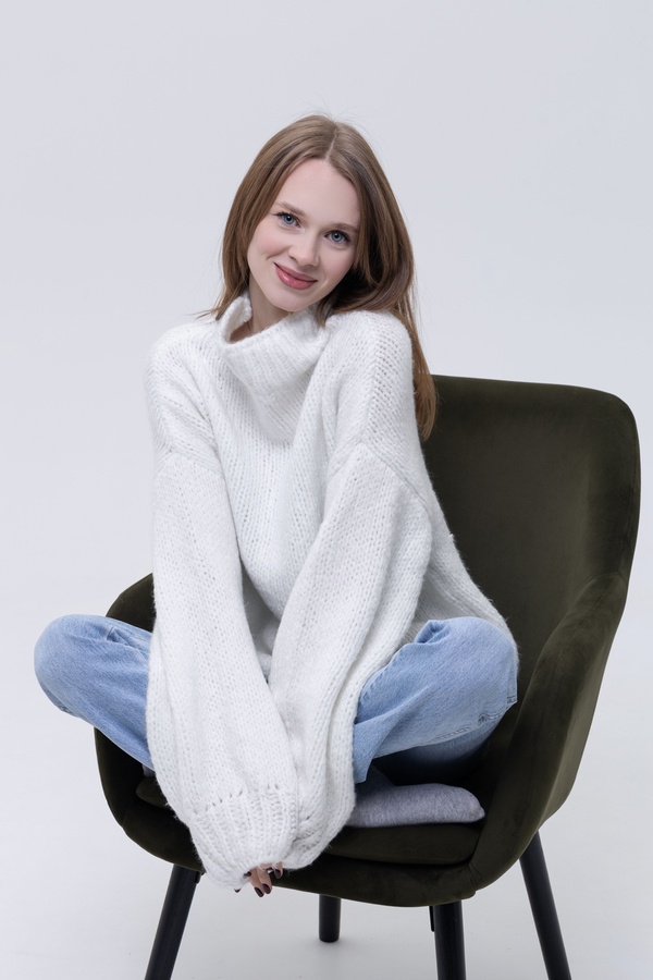 Жіночий светр 46 колір білий ЦБ-00233311 SKT000941225 фото