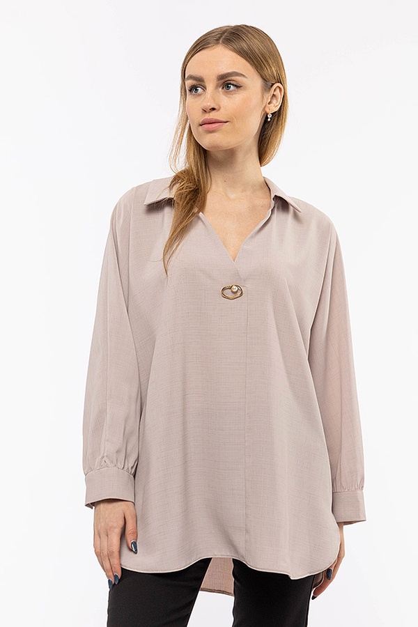 Жіноча блуза 50 колір бежевий ЦБ-00191269 SKT000845377 фото
