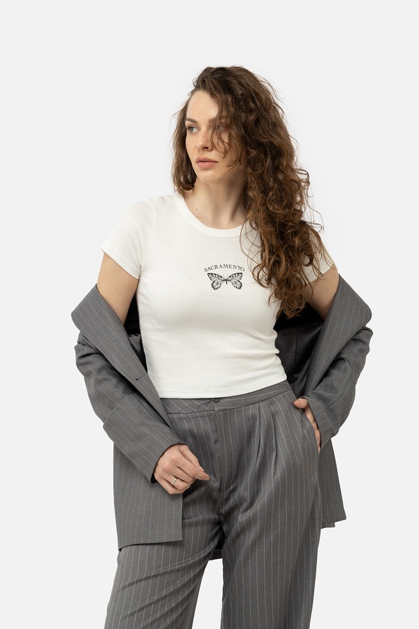 Жіноча футболка з коротким рукавом 42 колір білий ЦБ-00245332 SKT000981274 фото