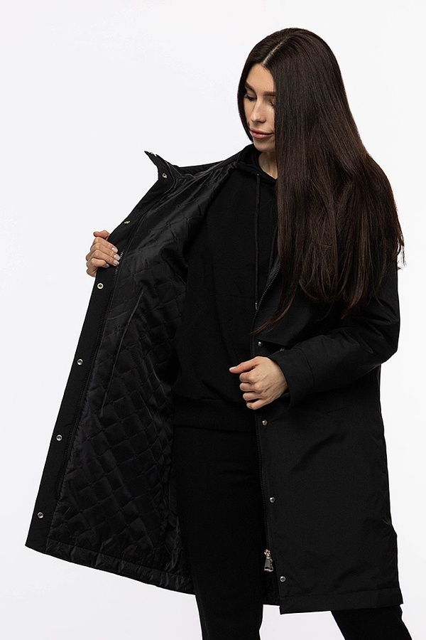 Женская длинная куртка 42 цвет черный ЦБ-00206932 SKT000895144 фото