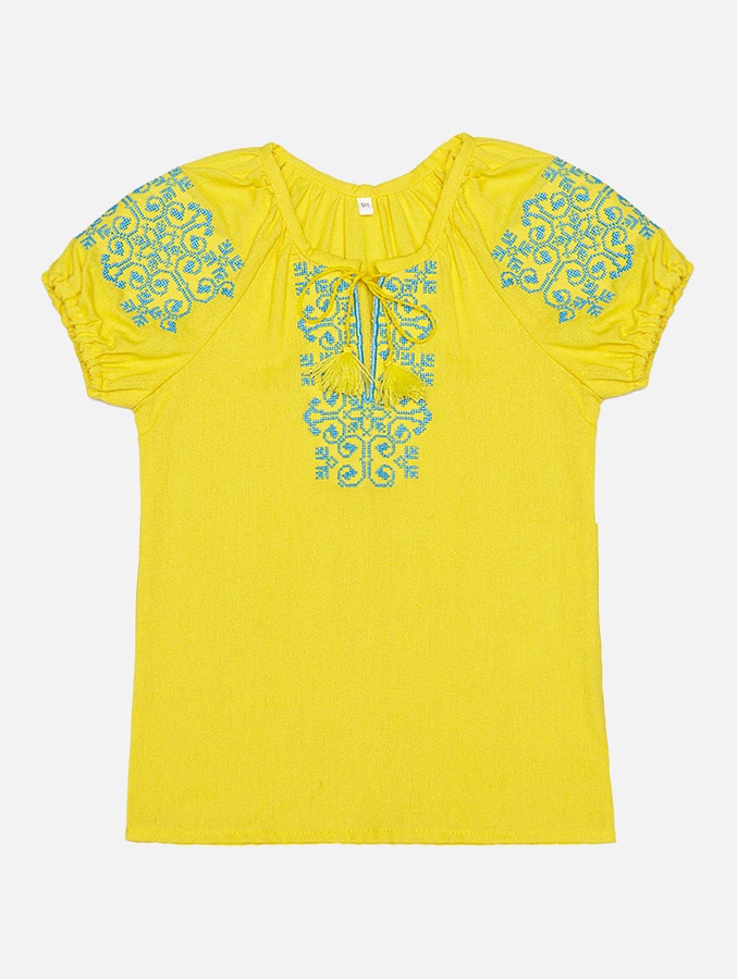 Вышиванка с коротким рукавом для девочки 116 цвет желтый ЦБ-00213642 SKT000894305 фото