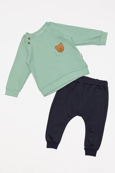 Костюм з штанами для хлопчика 74 колір оливковий ЦБ-00180026 SKT000598646 фото