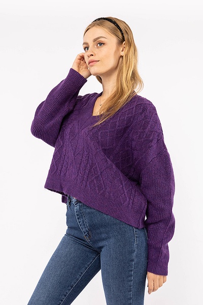 Жіночий пуловер 46 колір фіолетовий ЦБ-00194407 SKT000854096 фото