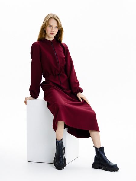 Сукня жіноча з довгим рукавом 50 колір маджента ЦБ-00235480 SKT000946117 фото