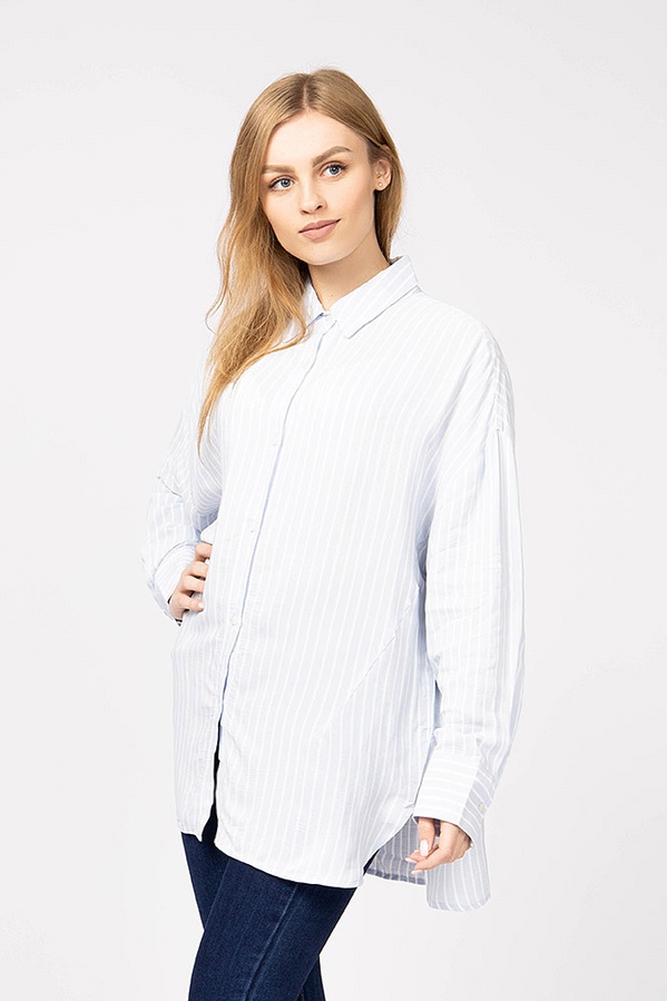 Блуза жіноча 42 колір блакитний ЦБ-00173834 SKT000581520 фото
