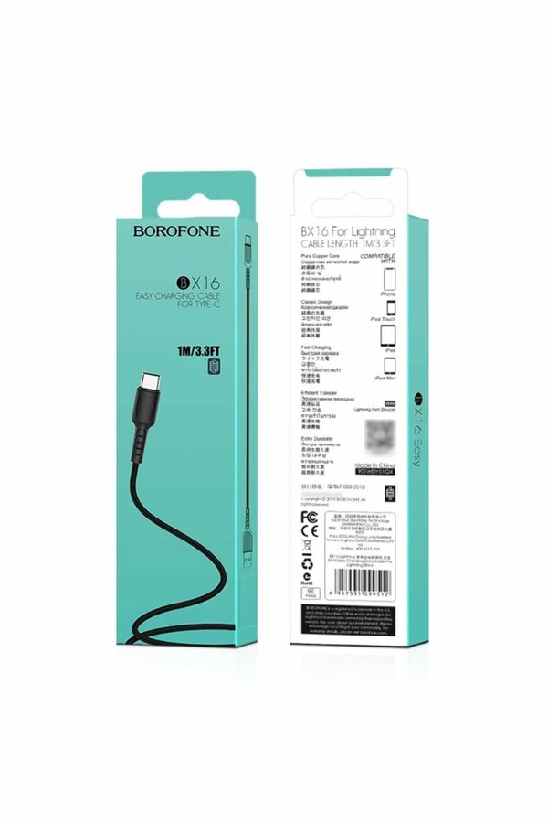 USB кабель Borofone BX16 Type-C 1m цвет черный ЦБ-00196945 SKT000860229 фото