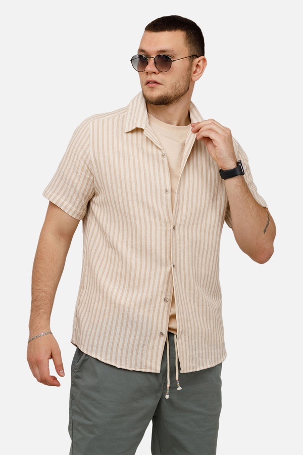 Чоловіча сорочка з коротким рукавом 44 колір молочний ЦБ-00250660 SKT000994019 фото