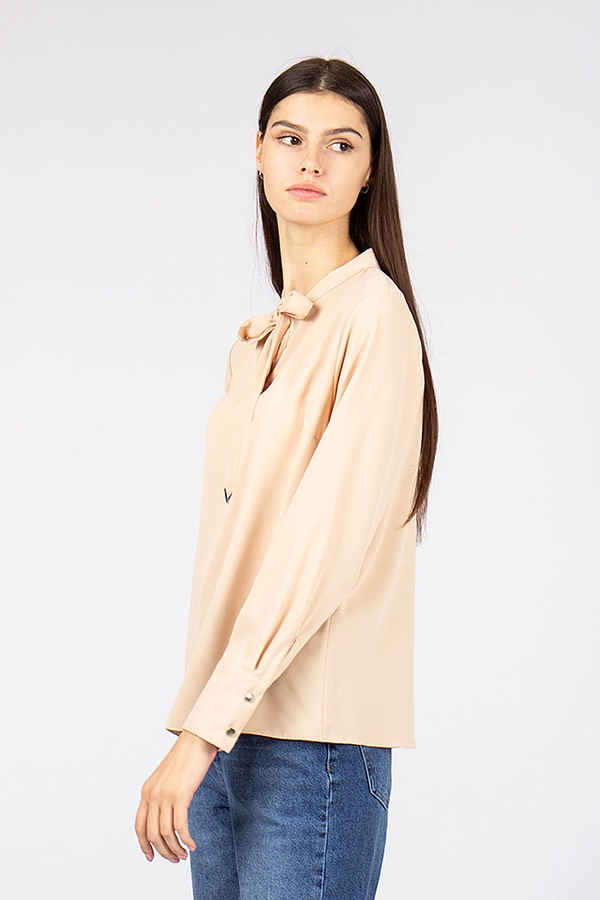 Блуза жіноча колір бежевий ЦБ-00176160 SKT000588497 фото