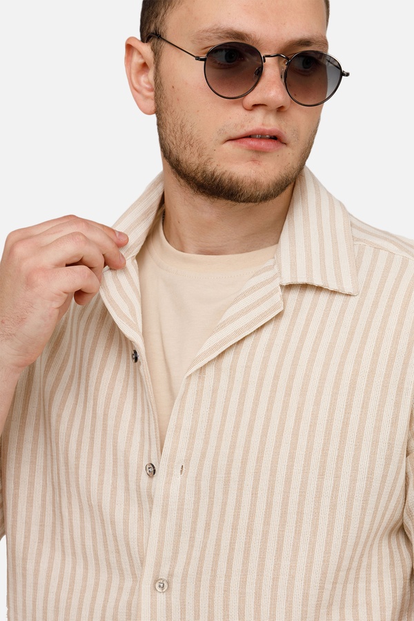 Мужская рубашка с коротким рукавом 44 цвет молочный ЦБ-00250660 SKT000994019 фото