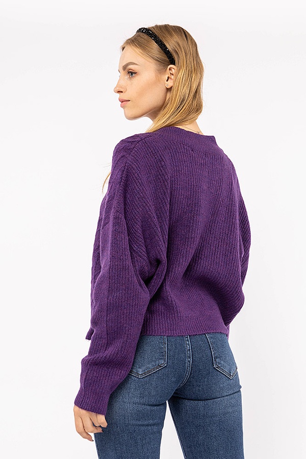 Женский пуловер 46 цвет фиолетовый ЦБ-00194407 SKT000854096 фото