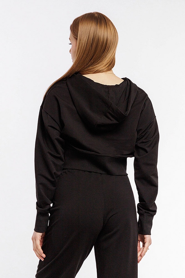 Жіноча толстовка на блискавці коротка 42 колір чорний ЦБ-00212534 SKT000891957 фото