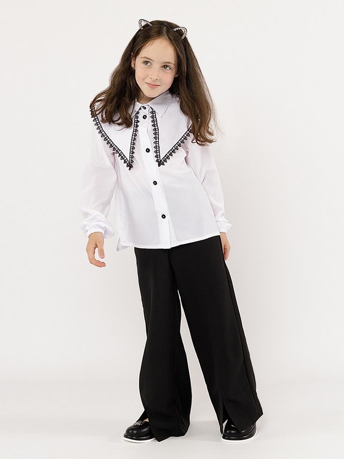 Блуза длинный рукав для девочки 152 цвет белый ЦБ-00222787 SKT000915897 фото