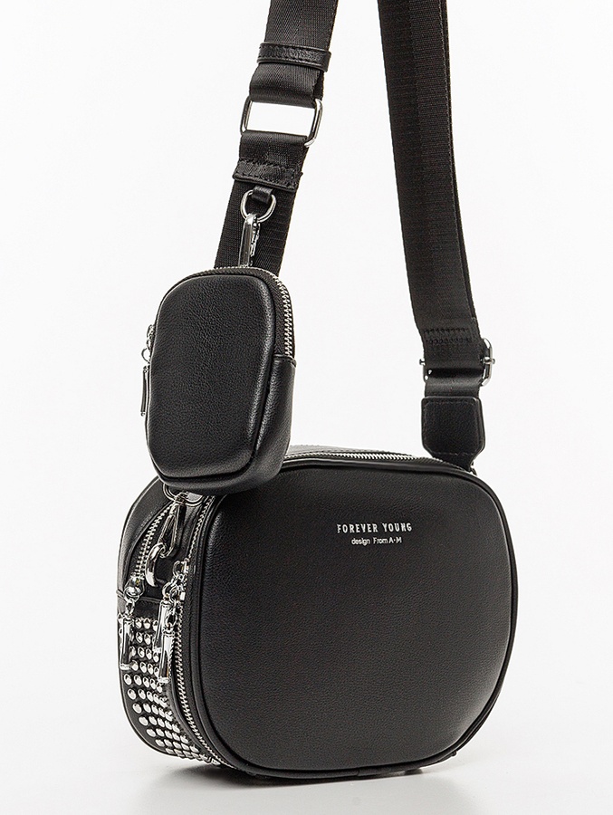 Жіноча сумка крос-боді + чохол для ключів колір чорний ЦБ-00222680 SKT000915767 фото