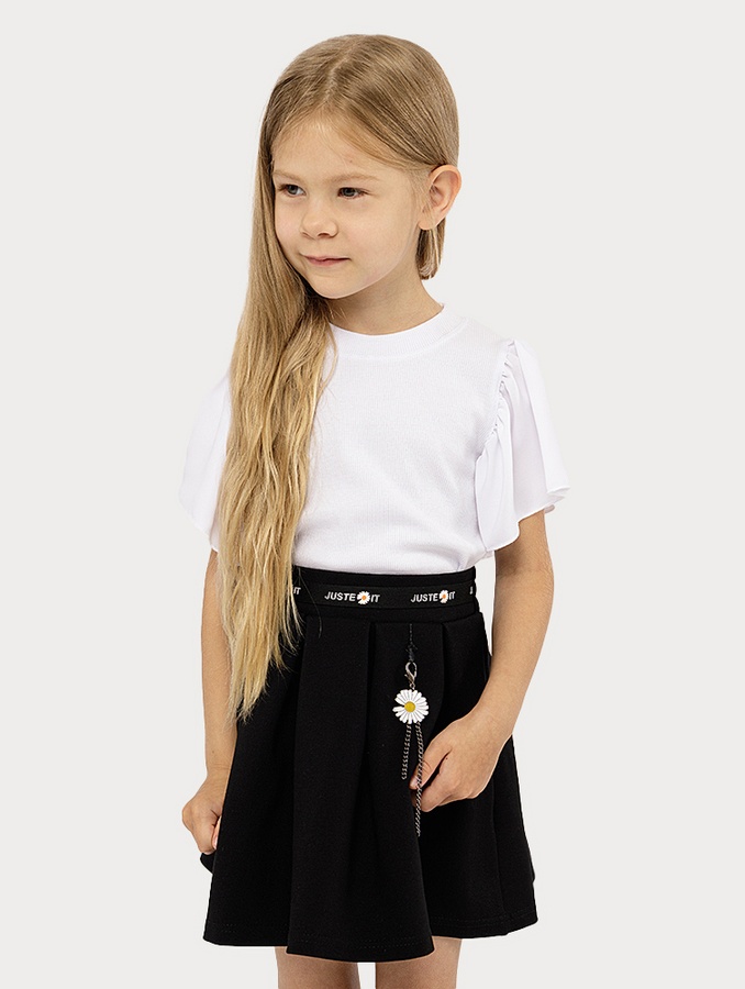 Блуза короткий рукав для девочки 116 цвет белый ЦБ-00223157 SKT000916942 фото