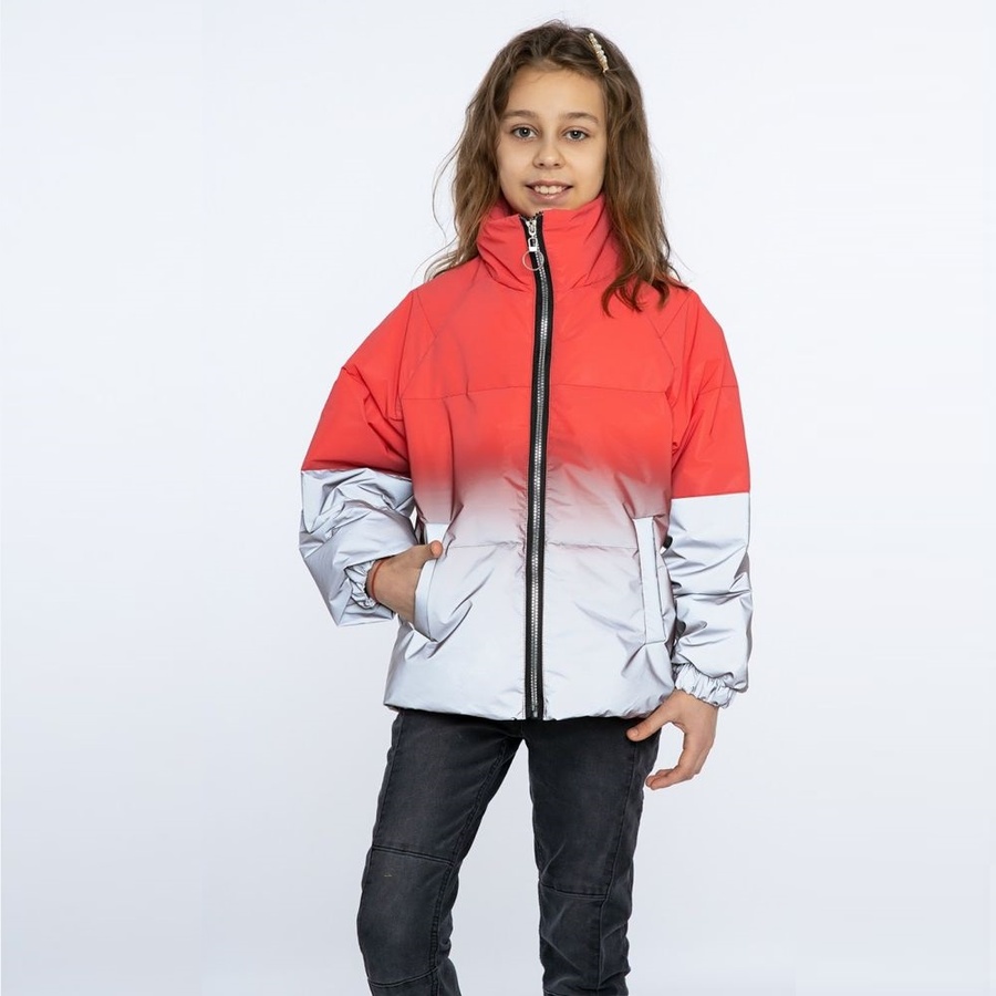 Демісезонна коротка курточка на дівчинку 134 колір червоний ЦБ-00153026