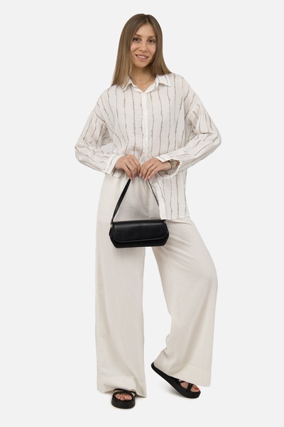 Женская блуза с длинным рукавом 48 цвет молочный ЦБ-00250965 SKT000998320 фото