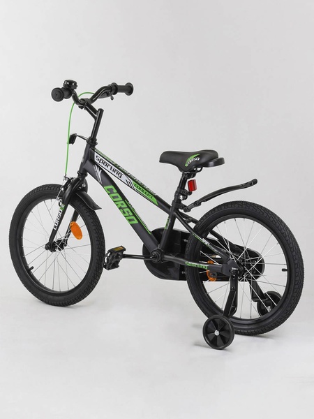 Дитячий двоколісний велосипед 18"дюймів колір чорно-салатовий ЦБ-00213412 SKT000893664 фото