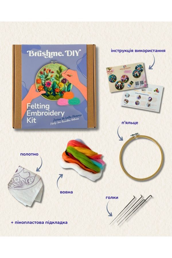 Набір для валяння картини з вовни &laquo;Квітковий сад&raquo; Brushme EFL001 ЦБ-00295387 фото