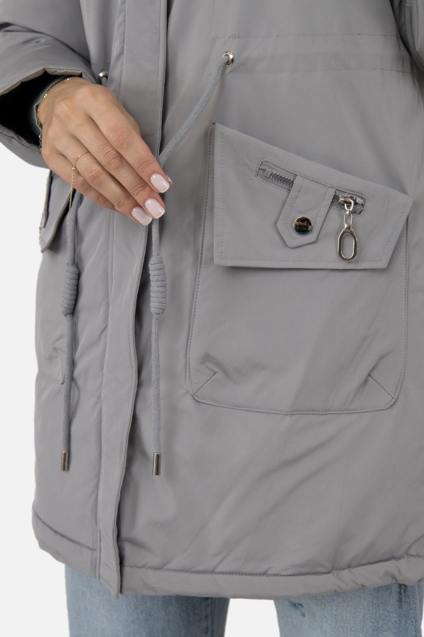 Жіноча куртка 46 колір сірий ЦБ-00197767 SKT000861921 фото