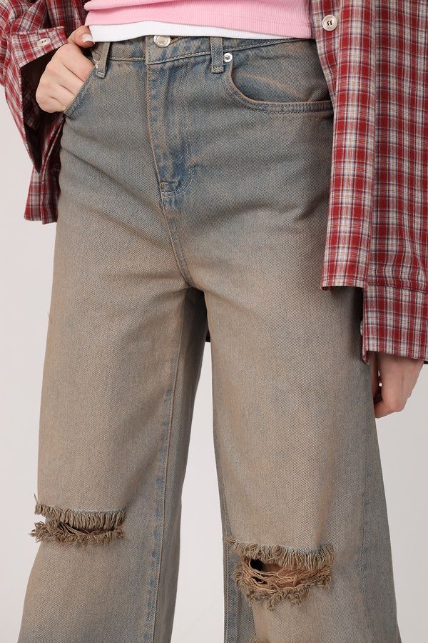 Джинси baggy жіночі колір блакитний 50 ЦБ-00273489 фото