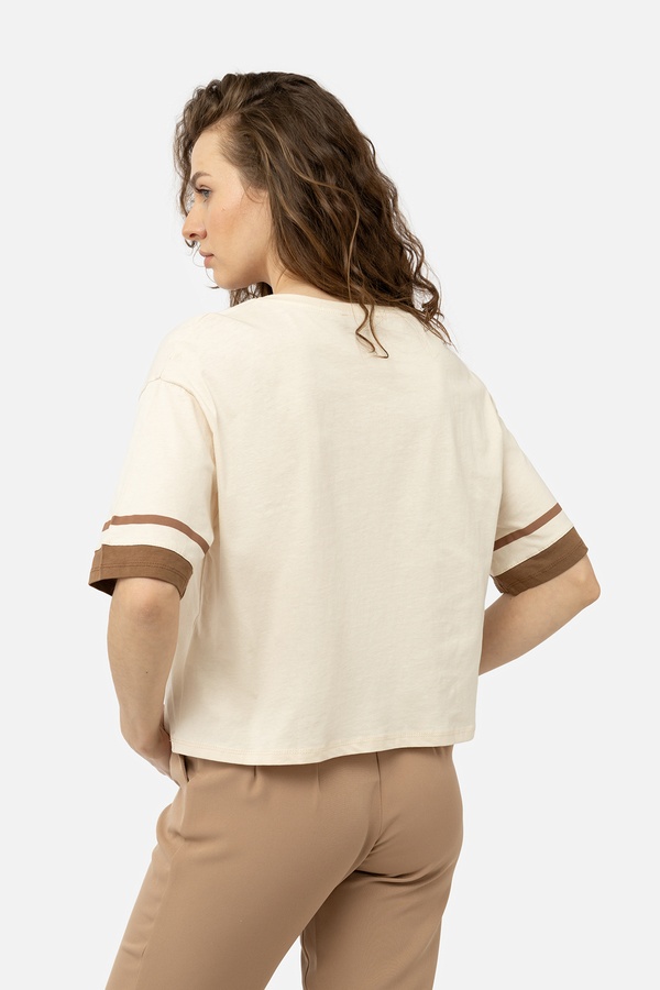 Жіноча футболка з коротким рукавом 38 колір бежевий ЦБ-00245337 SKT000981287 фото