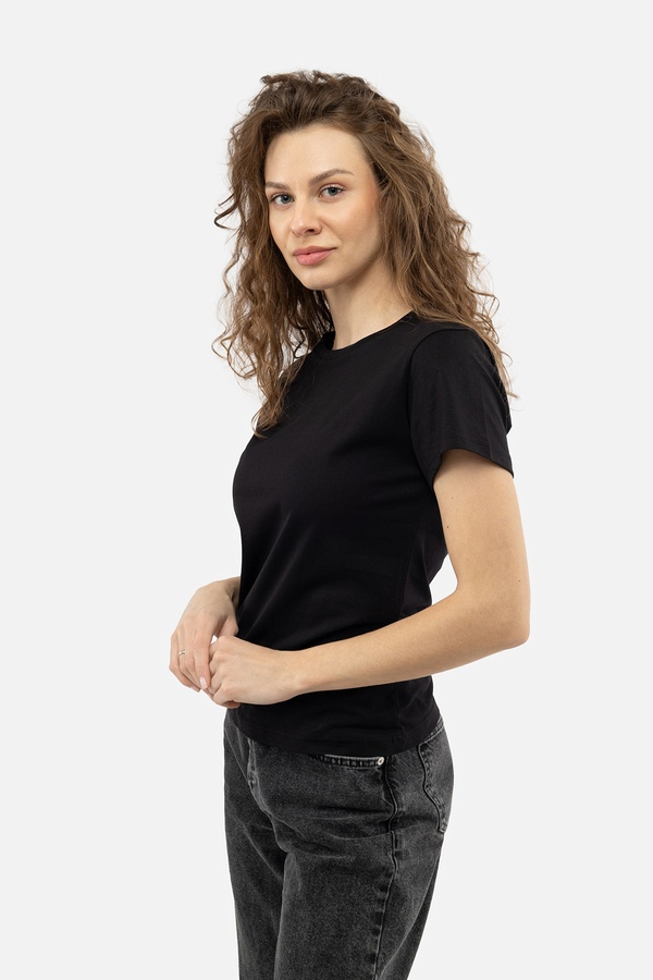 Жіноча футболка з коротким рукавом 52 колір чорний ЦБ-00210720 SKT000890423 фото