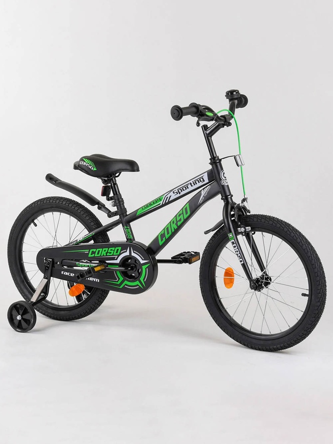 Детский двухколесный велосипед 18" дюймов цвет черно-салатовый ЦБ-00213412 SKT000893664 фото