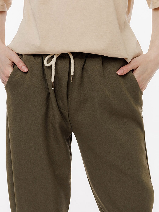 Жіночі штани на резинках 46 колір хакі ЦБ-00219061 SKT000906167 фото