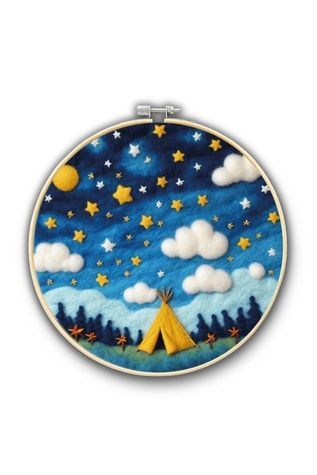 Набір для валяння картини з вовни &laquo;Зоряна ніч&raquo; Brushme EFL004 ЦБ-00295388 фото