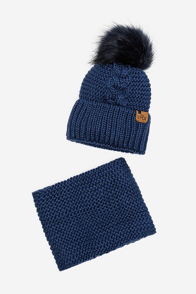 Комплект шапка-шарф на мальчика 48-50 цвет синий ЦБ-00206090 SKT000879707 фото