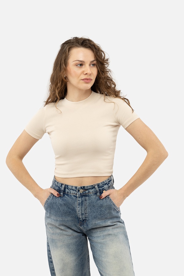 Жіноча футболка з коротким рукавом 38 колір бежевий ЦБ-00241519 SKT000961764 фото