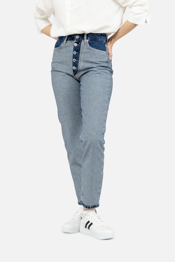 Жіночі джинси mom 46 колір блакитний ЦБ-00247195 SKT000986431 фото