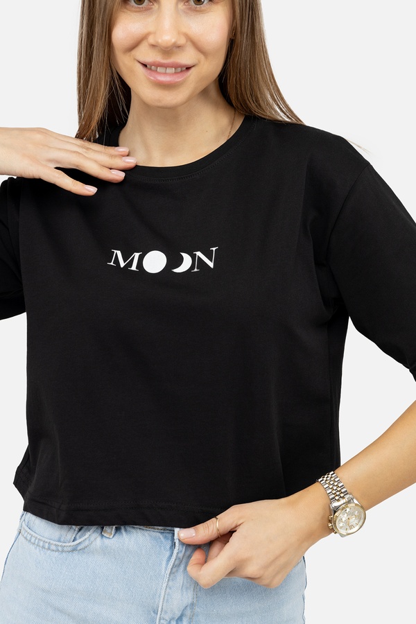 Жіноча футболка з коротким рукавом 44 колір чорний ЦБ-00246955 SKT000985765 фото
