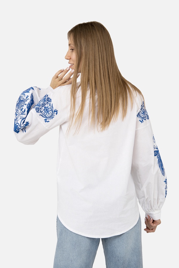 Жіноча вишиванка з довгим рукавом 40 колір білий ЦБ-00254976 SKT001006316 фото