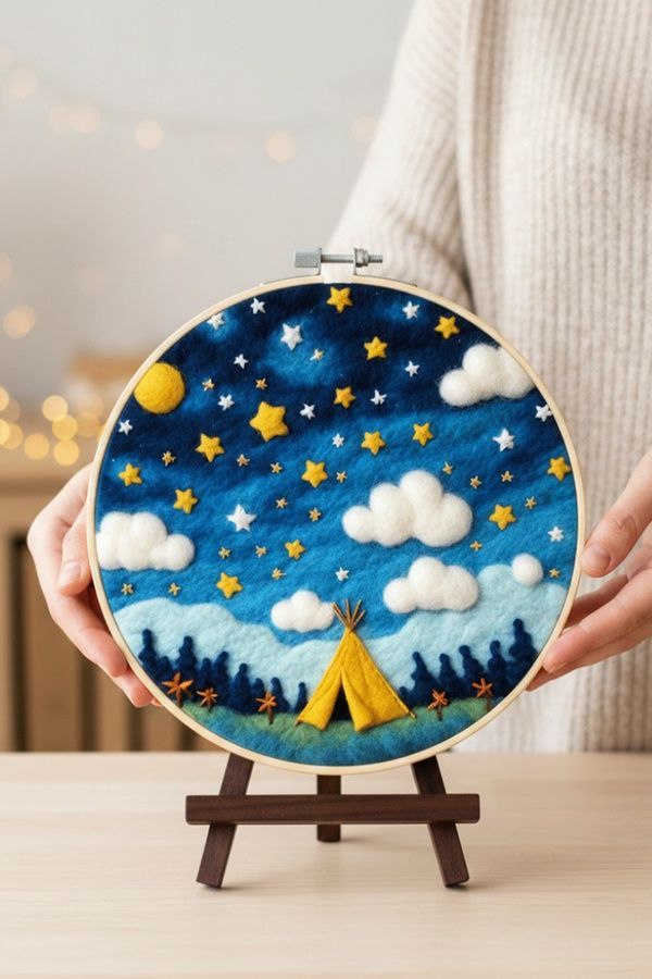 Набір для валяння картини з вовни &laquo;Зоряна ніч&raquo; Brushme EFL004 ЦБ-00295388 фото