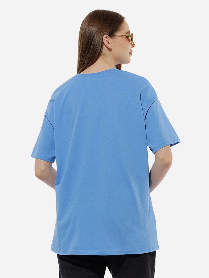 Жіноча футболка оверсайз 46 колір синій ЦБ-00219655 SKT000907807 фото