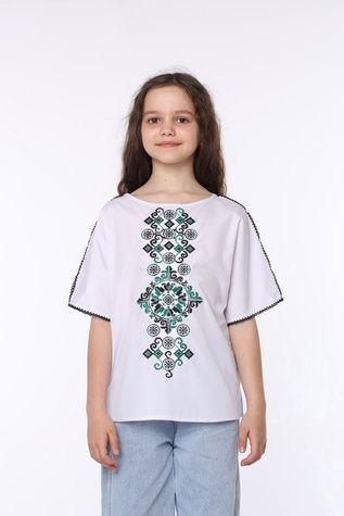 Вишиванка з коротким рукавом для дівчинки колір білий 116 ЦБ-00296289 фото