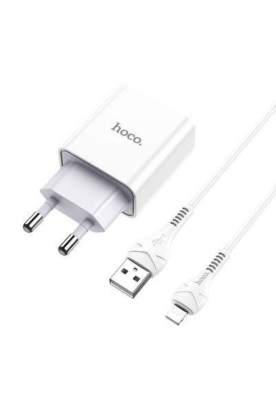 Зарядний пристрій Hoco C81A 1 USB 2.1A Lightning колір білий ЦБ-00204692 SKT000876754 фото