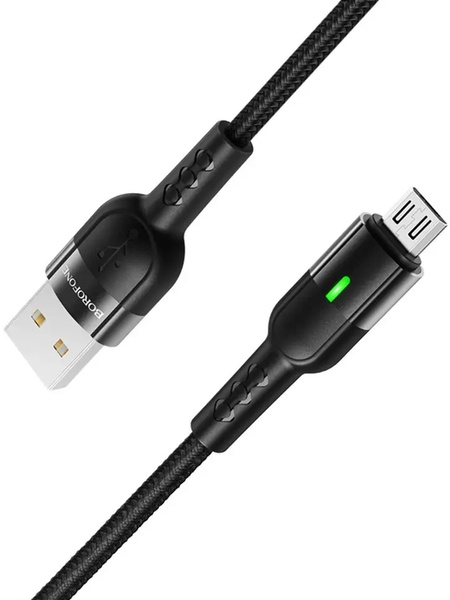Кабель Borofone BU17 з індикатором USB to MicroUSB колір чорний ЦБ-00220474 SKT000909894 фото