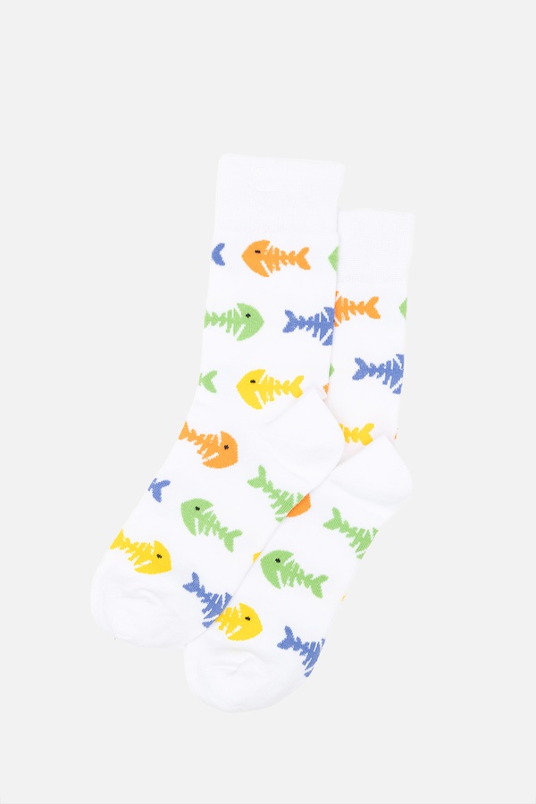 Чоловічі високі шкарпетки з візерунком 40-42 колір білий ЦБ-00245285 SKT000981111 фото