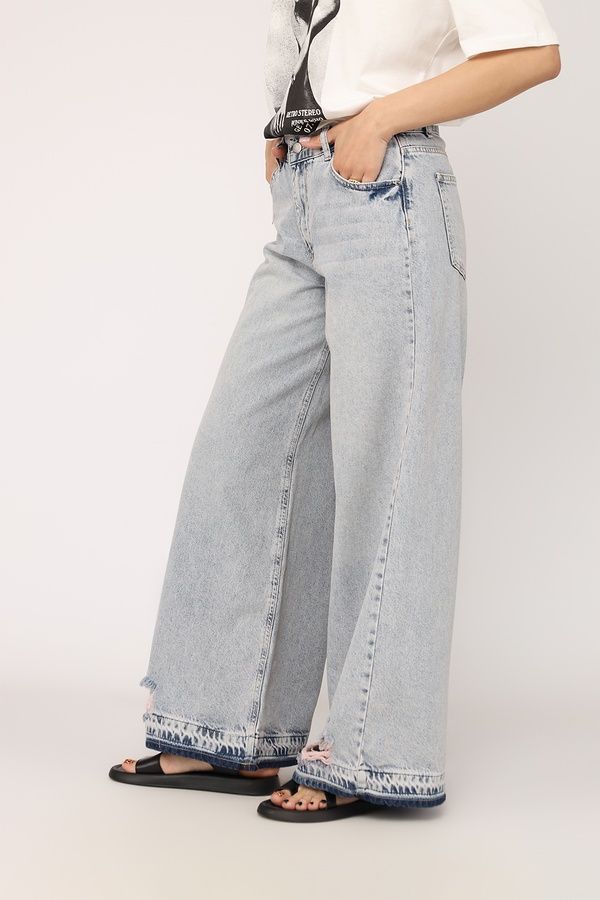 Джинси wide leg жіночі колір блакитний 40 ЦБ-00271915 фото