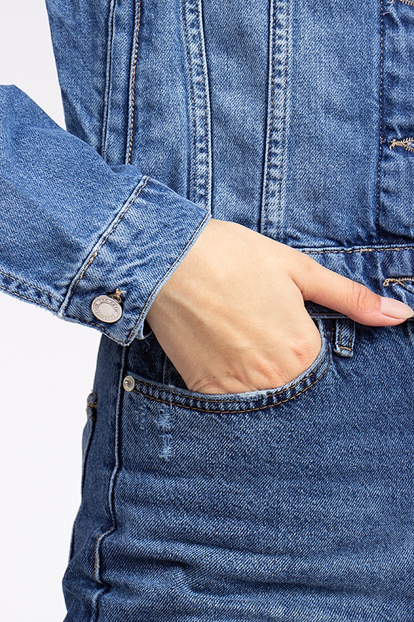 Куртка джинсова жіноча 42 колір синій ЦБ-00162213 SKT000550341 фото