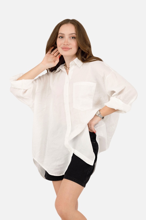Жіноча сорочка з довгим рукавом 42 колір білий ЦБ-00250967 SKT000994891 фото
